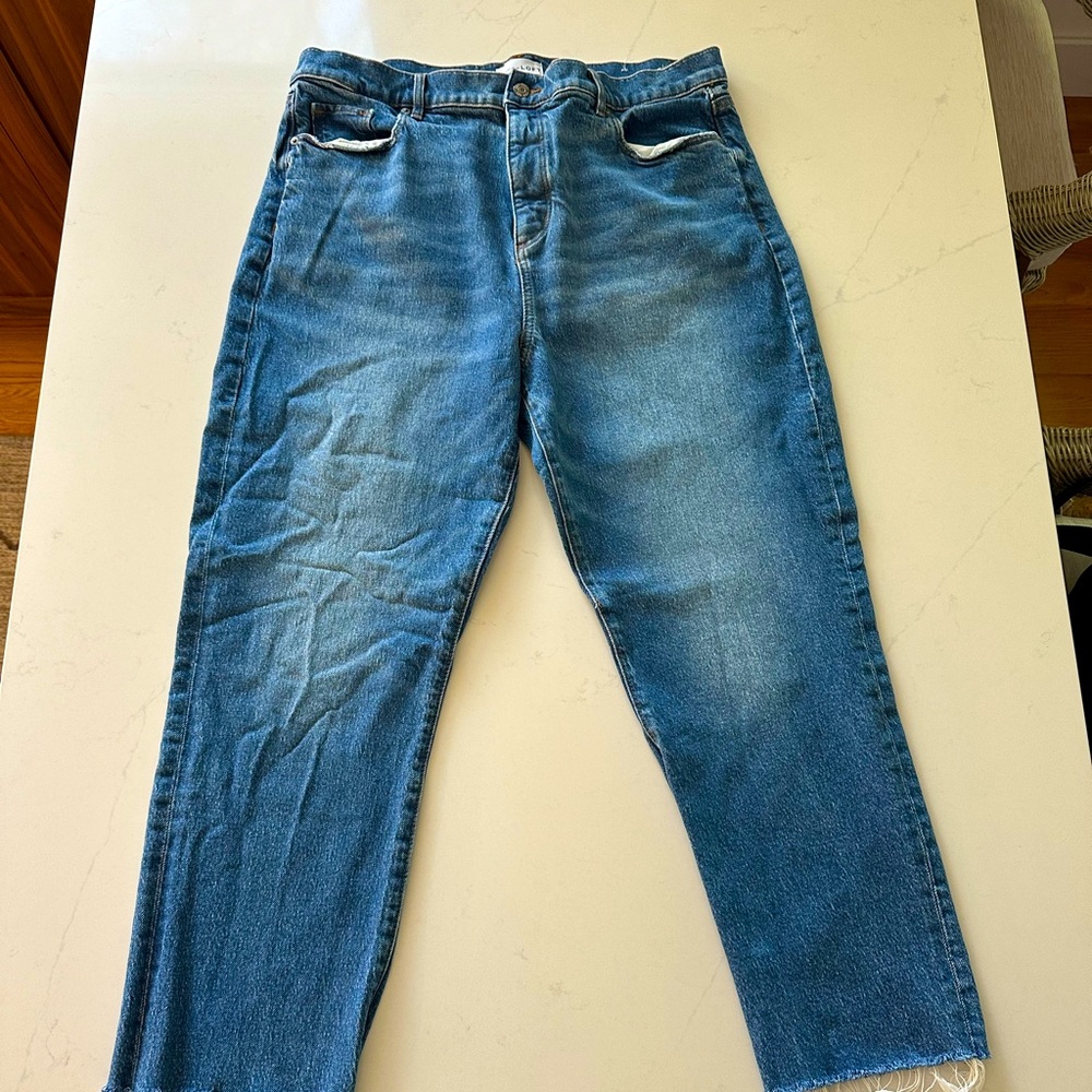 LOFT Crop Raw Edge Jeans